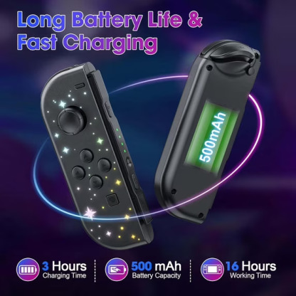 Game Controller for Switch 1 and 2 with RGB Lighted, Wireless Switch Joypad Replacement with Montion Control/Turbo Function/Wake-up