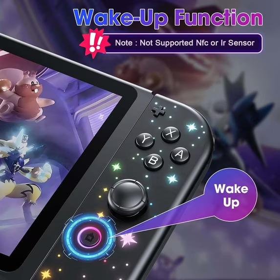 Game Controller for Switch 1 and 2 with RGB Lighted, Wireless Switch Joypad Replacement with Montion Control/Turbo Function/Wake-up