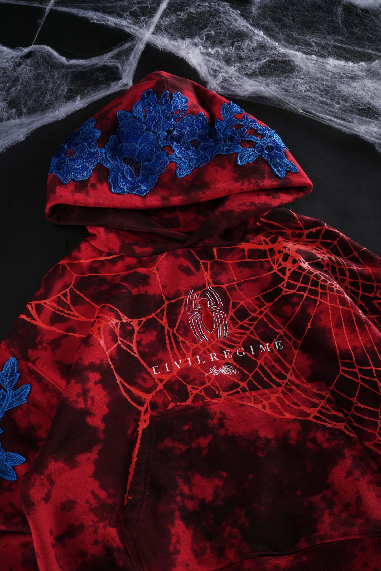 Parker Forever Rose Hoodie in Black/Red Marble Wash