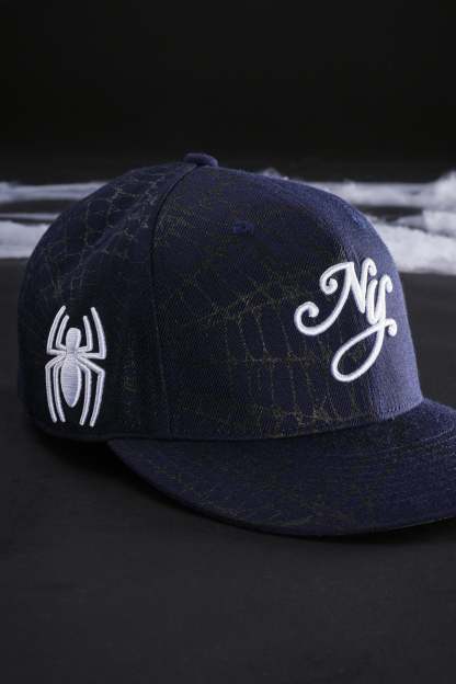 New York Webs Fitted Hat in Navy Blue