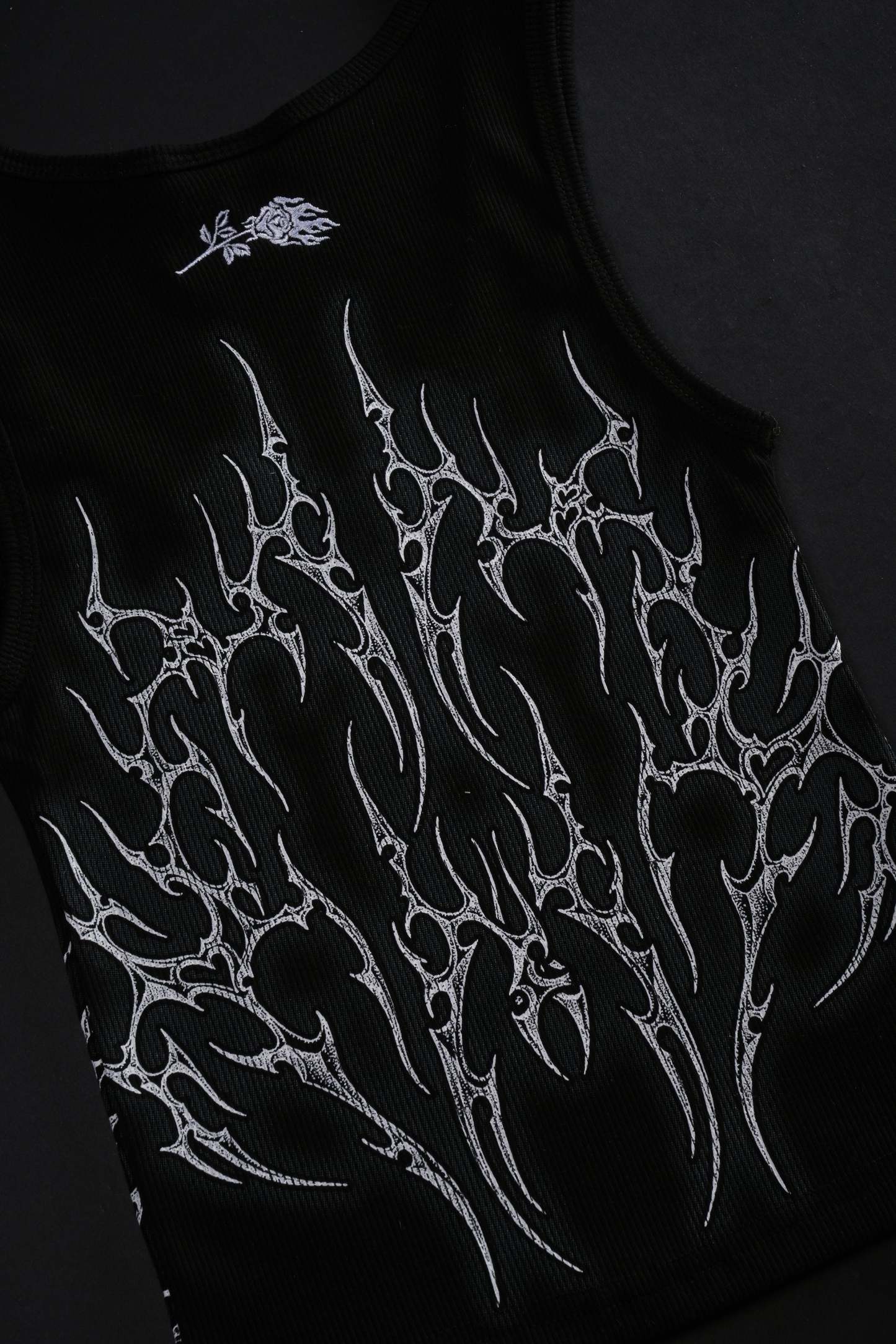 Nightfall Cropped Ribbed Tank in Black
