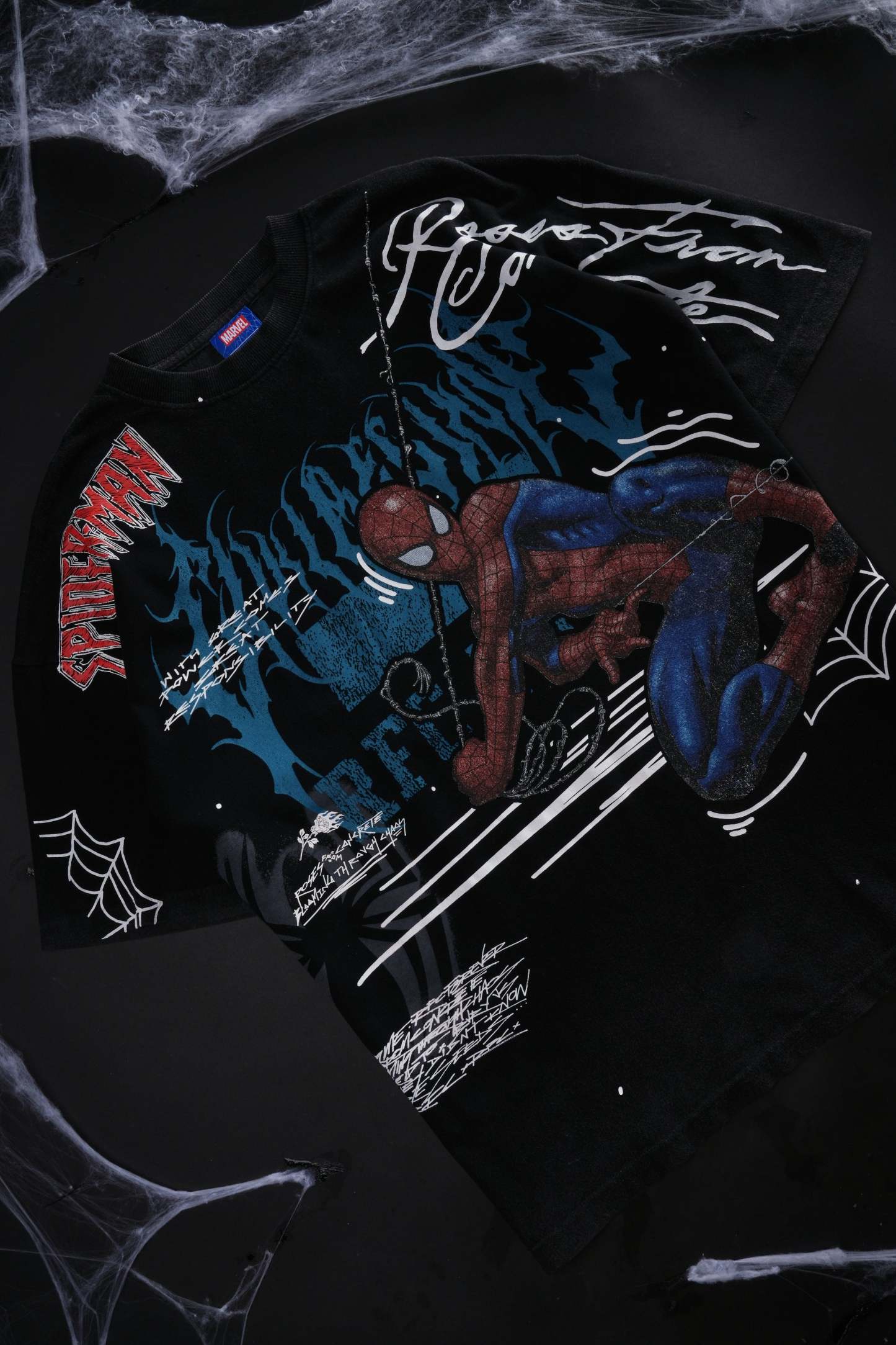 Team Spidey American Classic Oversized Tee in Vintage Black