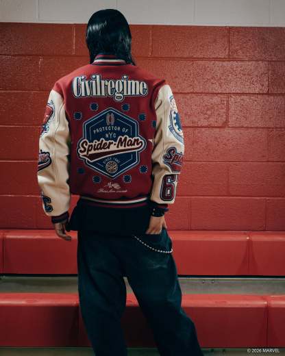 Protector Of NYC Letterman Jacket in Red/Sand