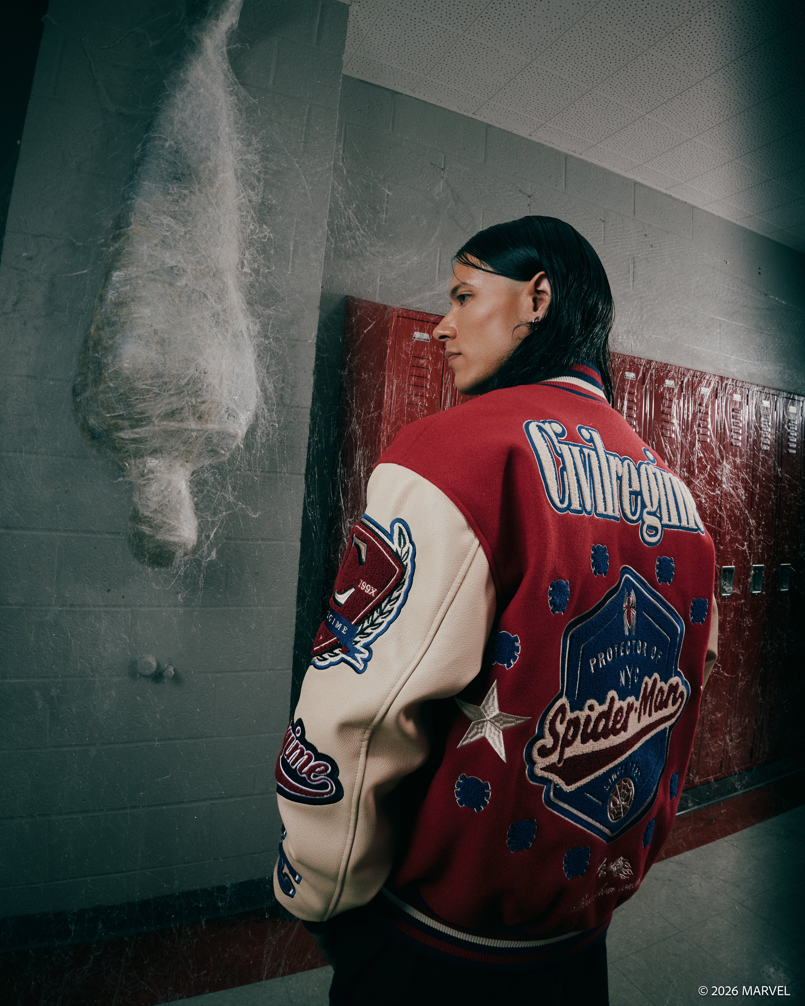 Protector Of NYC Letterman Jacket in Red/Sand
