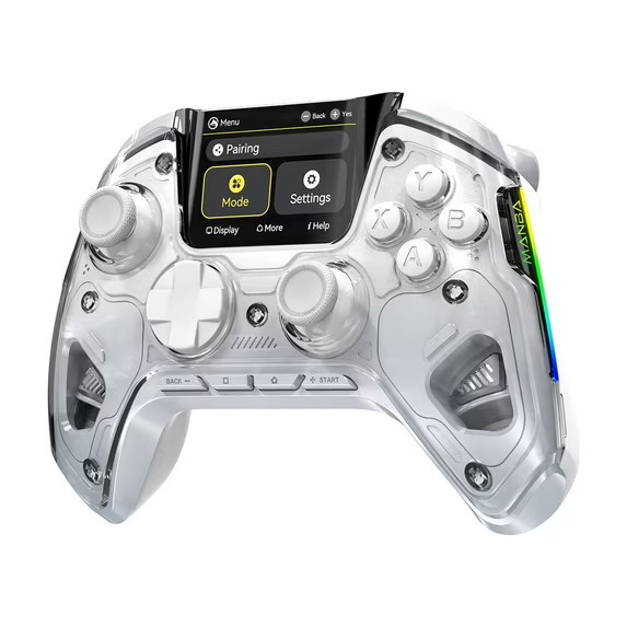 Manba One Interactive Screen Wireless Gamepad, Hall Joystick, Rgb Lighting, Compatible with Steam Deck/PC/Switch/iOS/Android, White