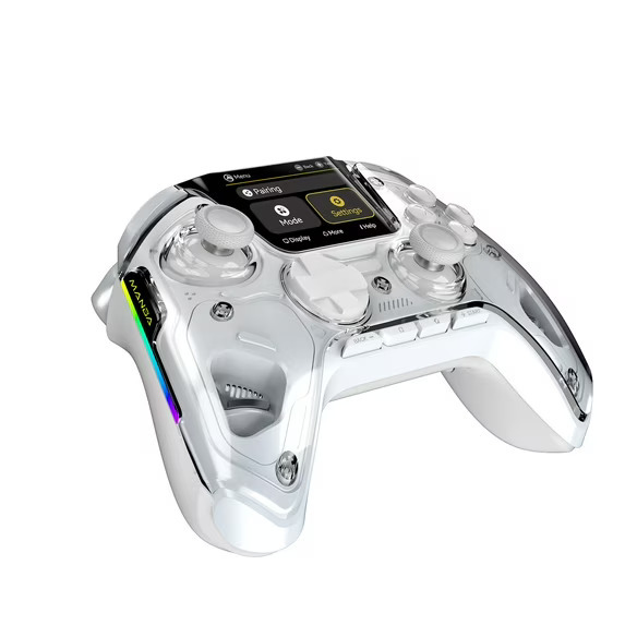 Manba One Interactive Screen Wireless Gamepad, Hall Joystick, Rgb Lighting, Compatible with Steam Deck/PC/Switch/iOS/Android, White