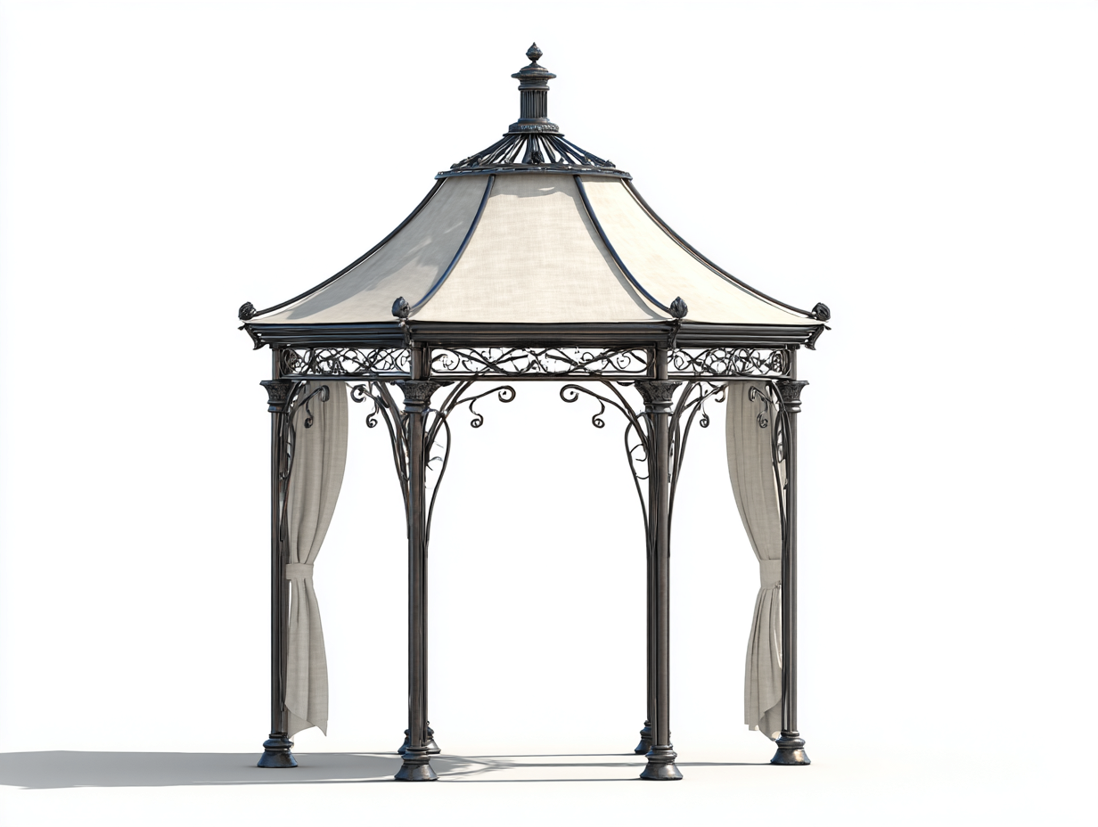 Pergola da giardino - Metallo-Tessuto - 330x330x305 cm - Beige-Nero - Stile classico per esterni-Ralolyabode