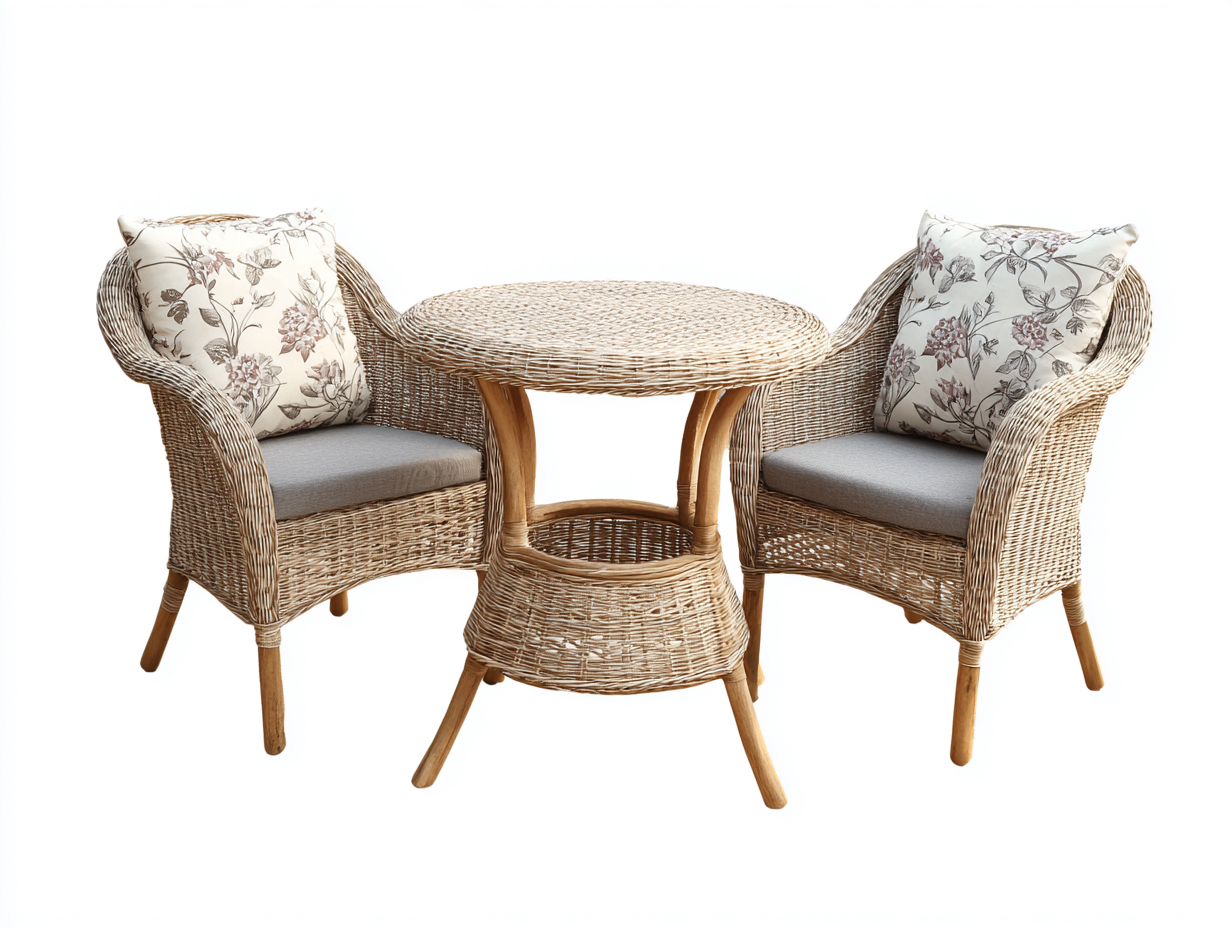 Set salotto da terrazza - rattan-legno-tessuto - 79x73x81cm - naturale-grigio - stile naturale classico-Ralolyabode