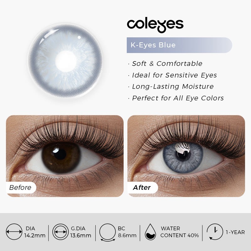 Coleyes K-Eyes Blue Yearly Prescription Colored Contacts