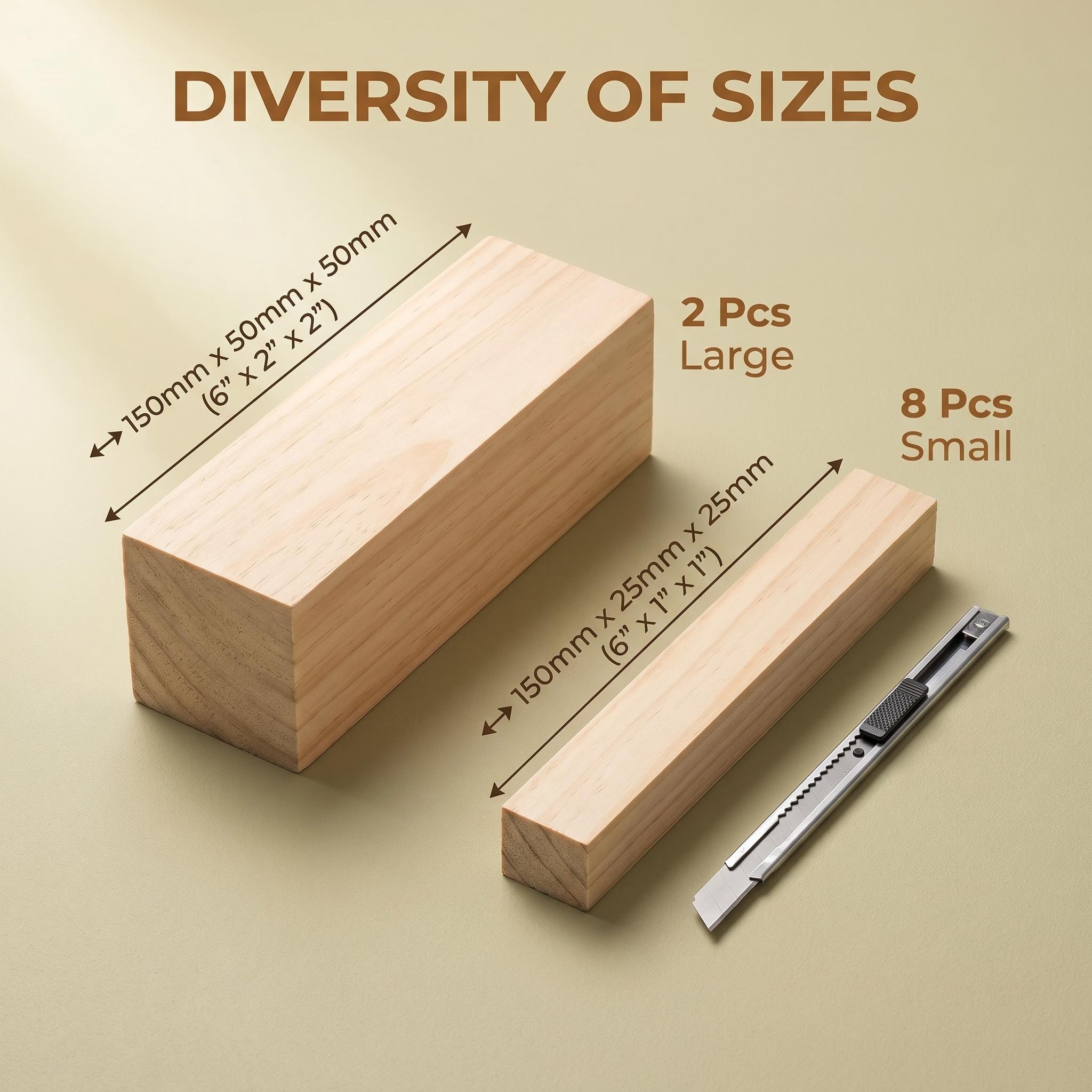 Premium Basswood Carving Blocks Set - 10 Pcs Soft Whittling Wood Blanks for Beginners & Carvers