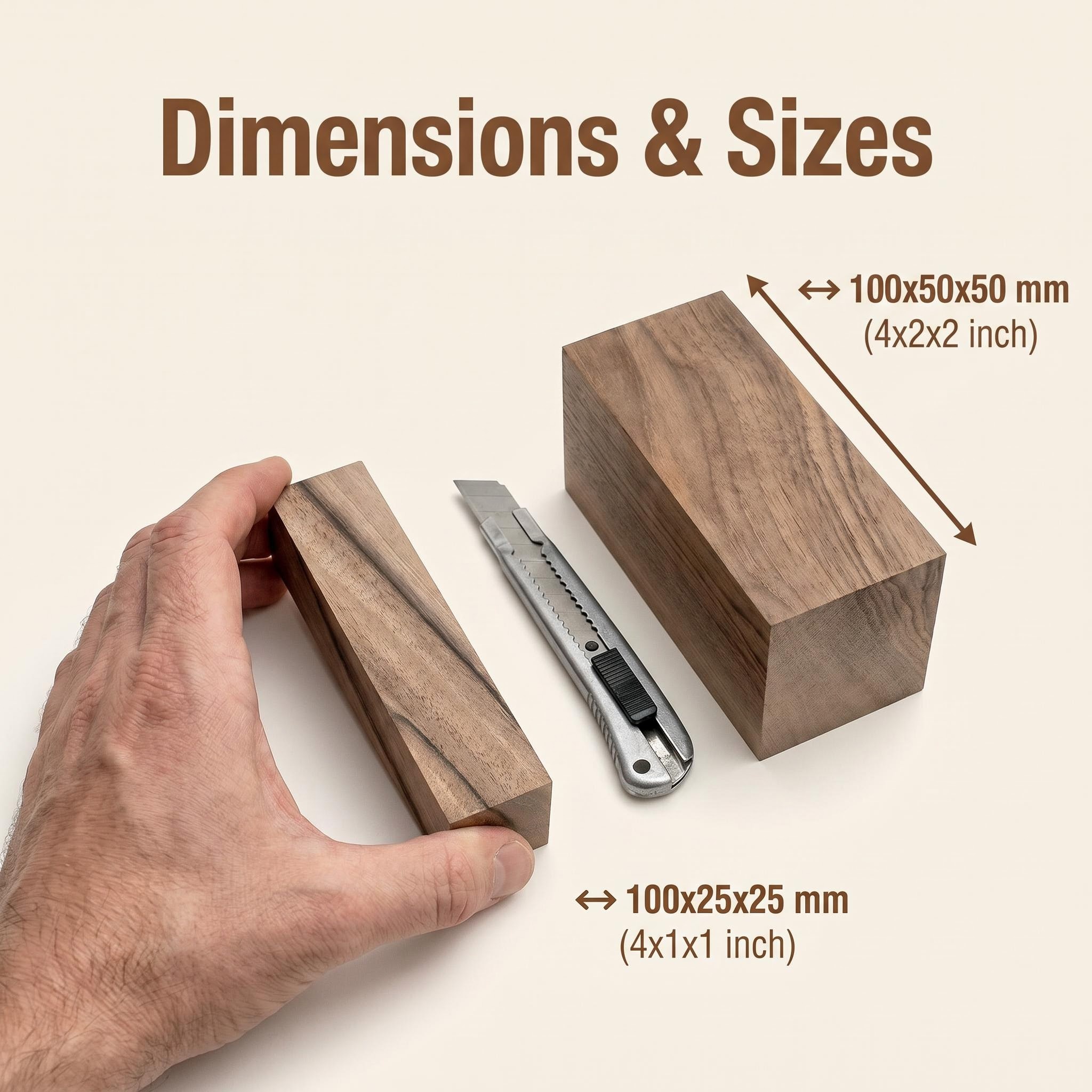 7 Black Walnut Wood Block Kit Solid Raw Wood Carving Craft DIY Supplies Set