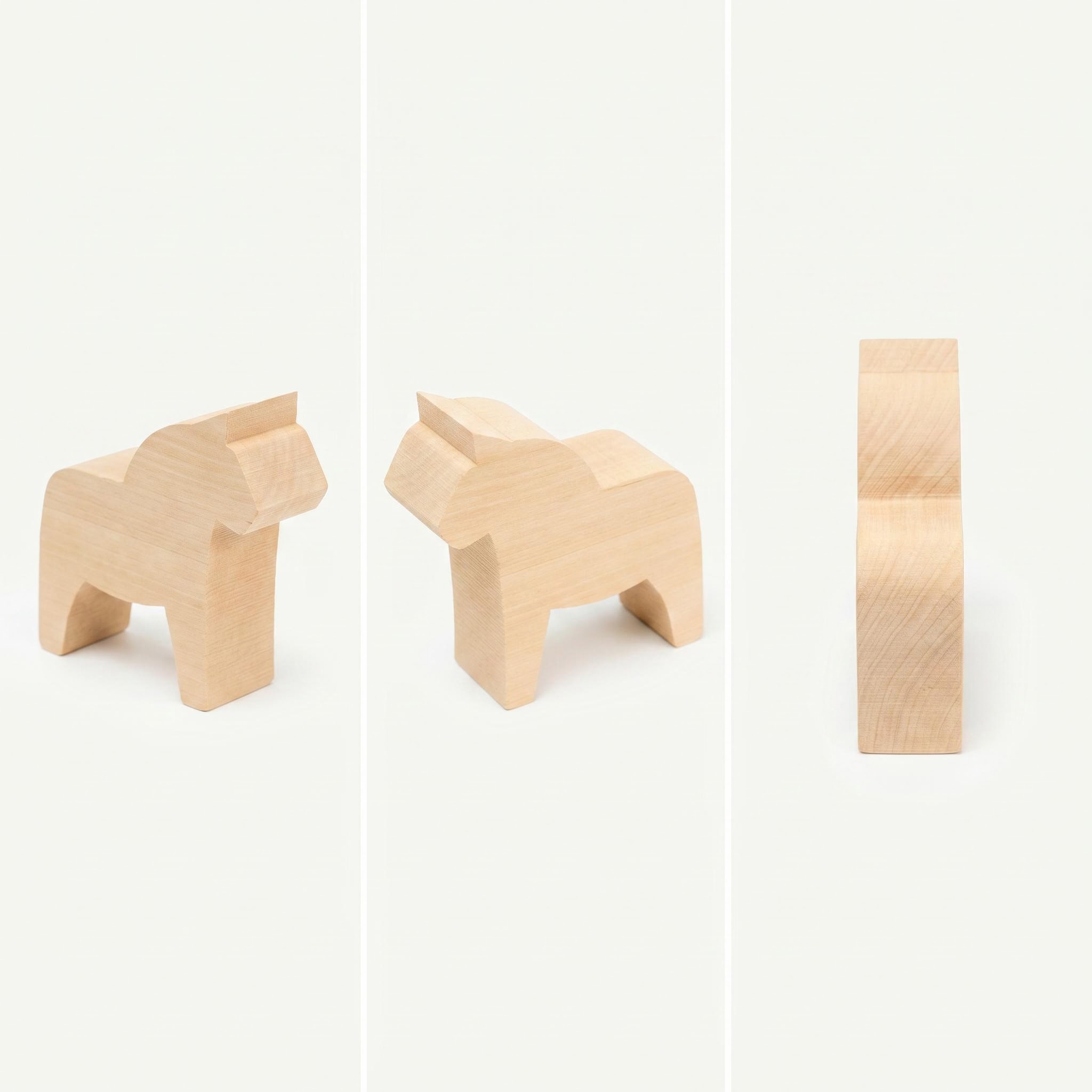 Unfinished Basswood Dala Horse Carving Blank - DIY Wood Craft Kit