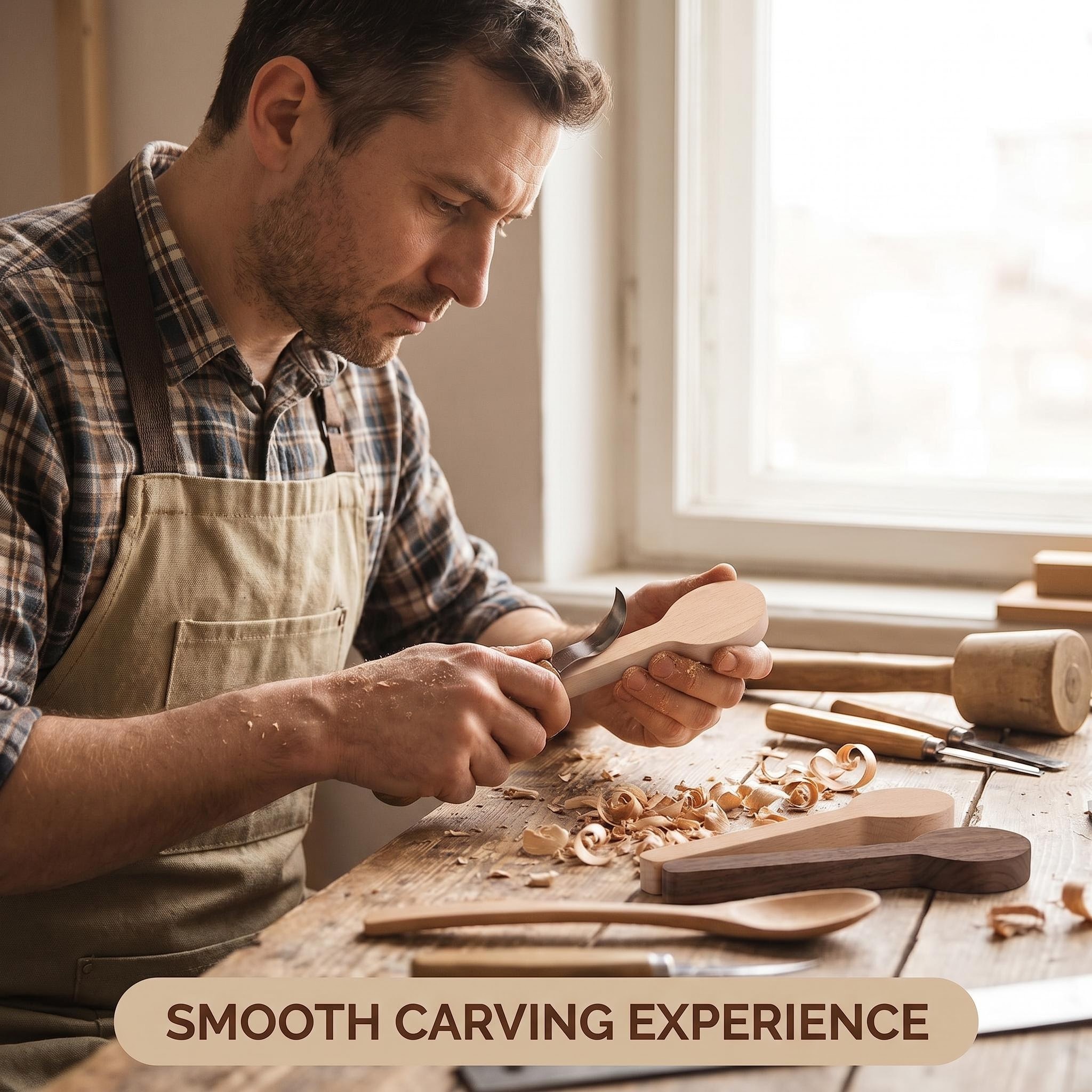 Unfinished Beech Wood Spoon Carving Blank - DIY Whittling Kit