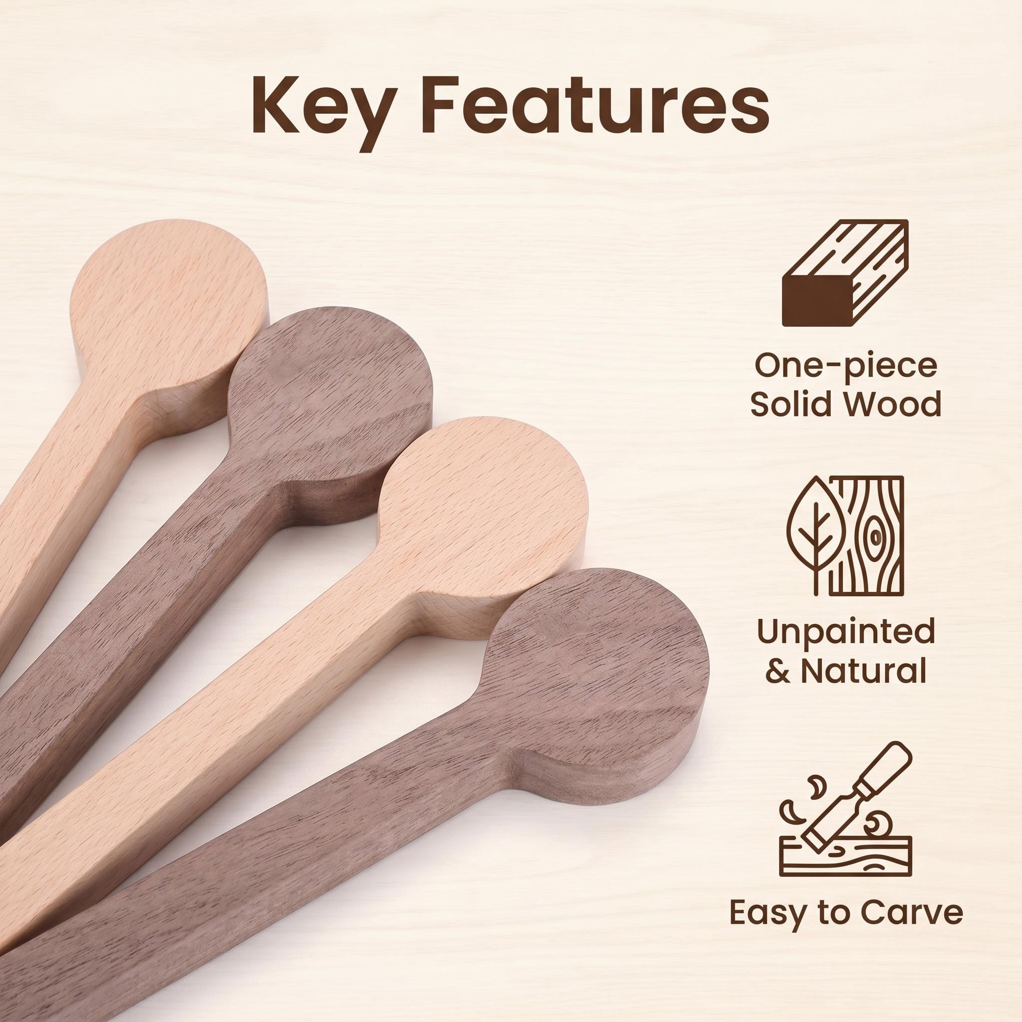 Unfinished Beech Wood Spoon Carving Blank - DIY Whittling Kit