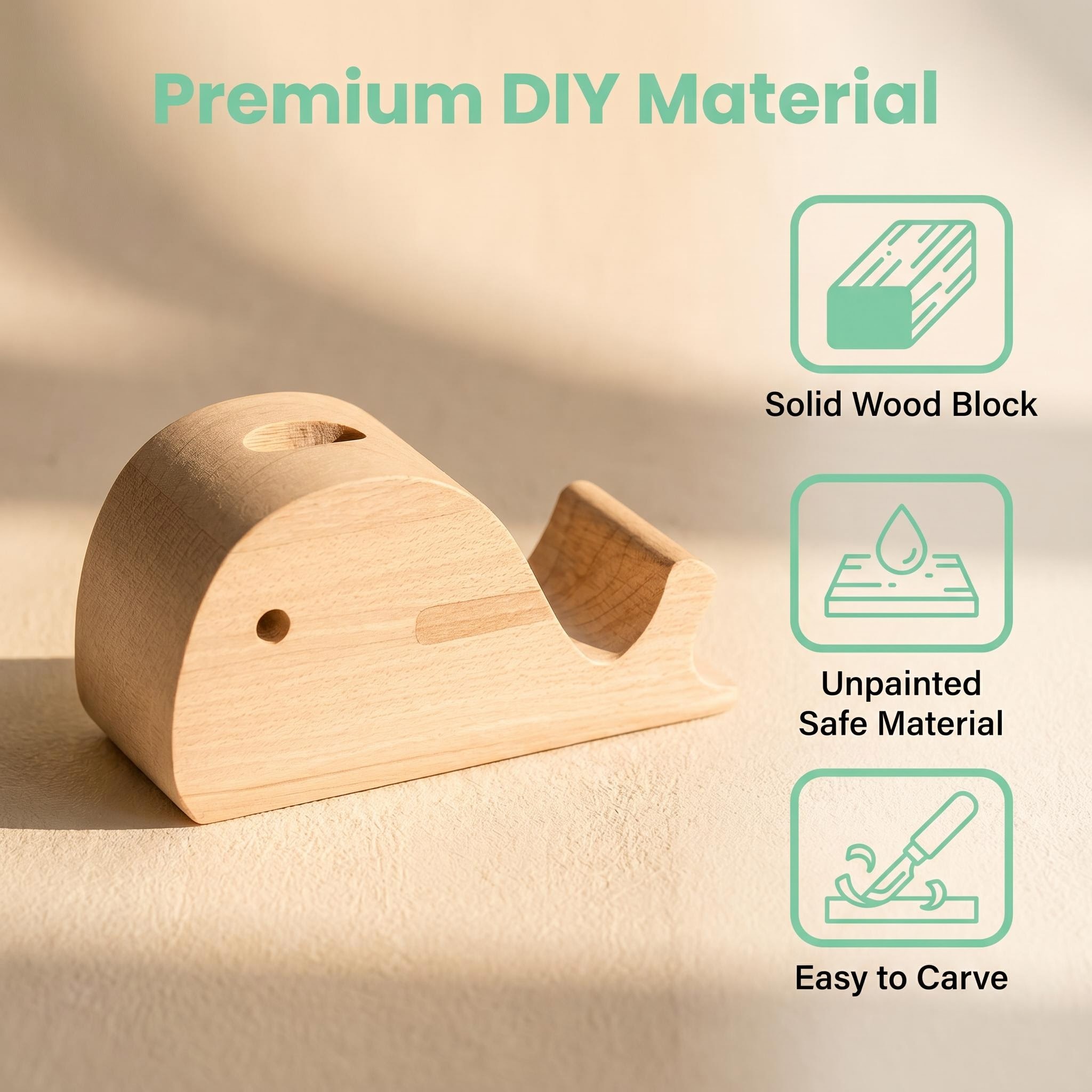 DIY Whale Wood Carving Blank for Aromatherapy Diffuser