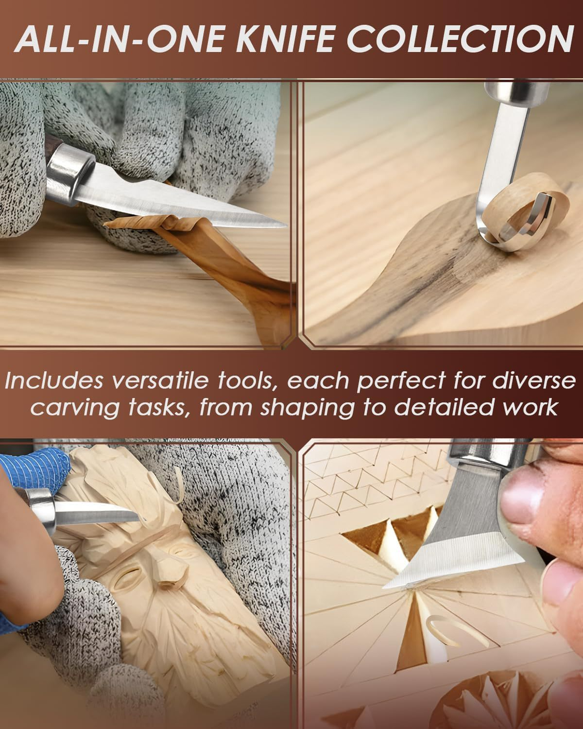 Hook Knife for Wood Carving - Ergonomic Beechwood Handle Spoon Carving Tool with Leather Sheath