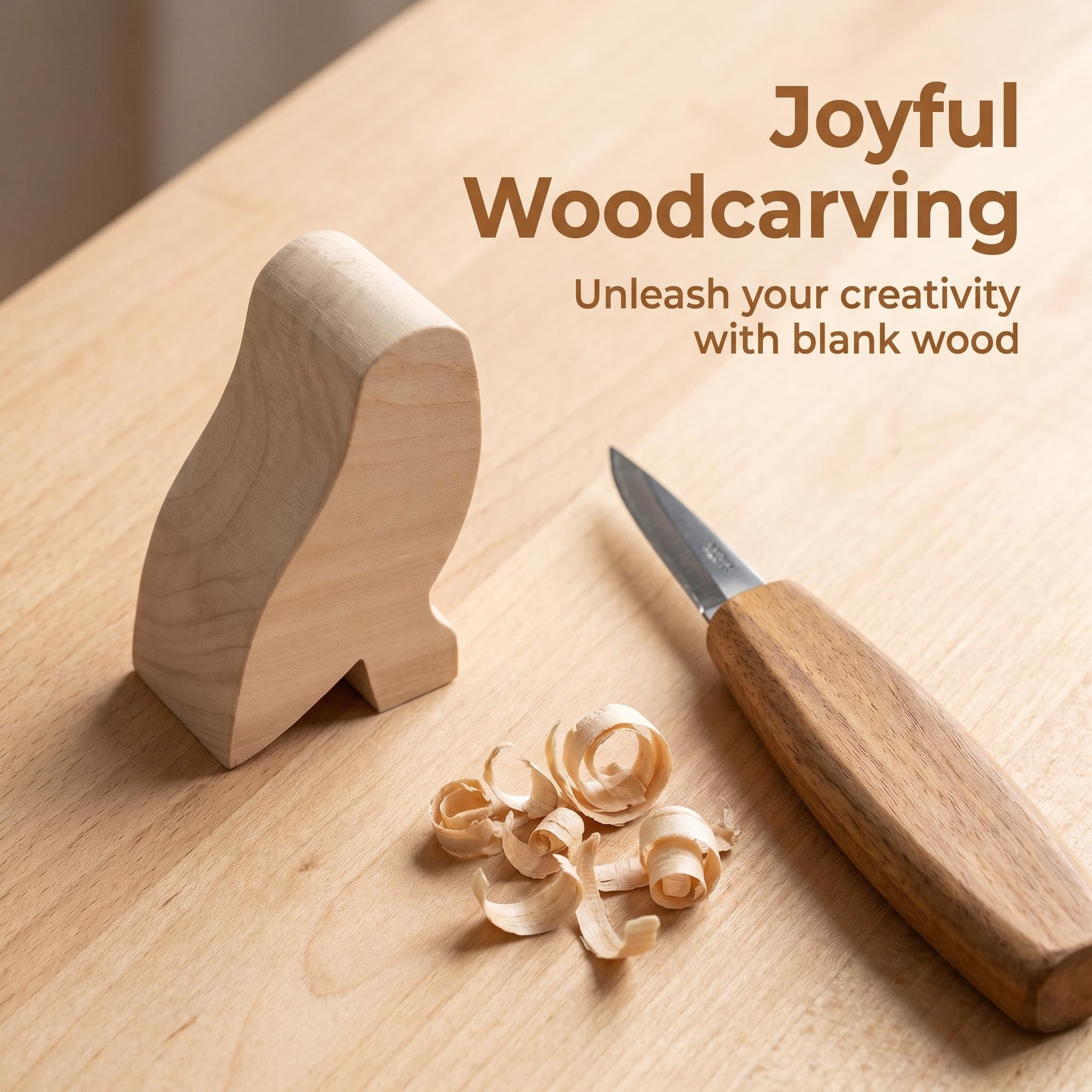 Unfinished Basswood Owl Carving Blank – Beginner Wood Whittling Kit