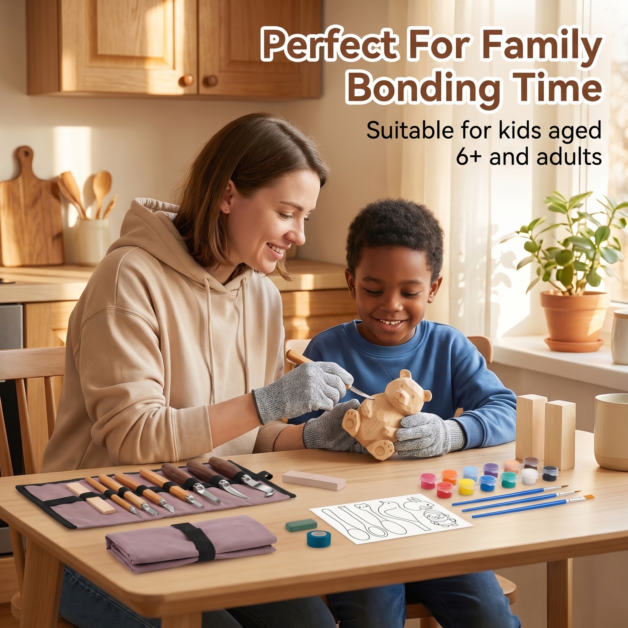 Wood Carving Kit for Beginners - All-in-One Whittling Set with Basswood Blocks, Tools & Painting Supplies for Kids & Adults