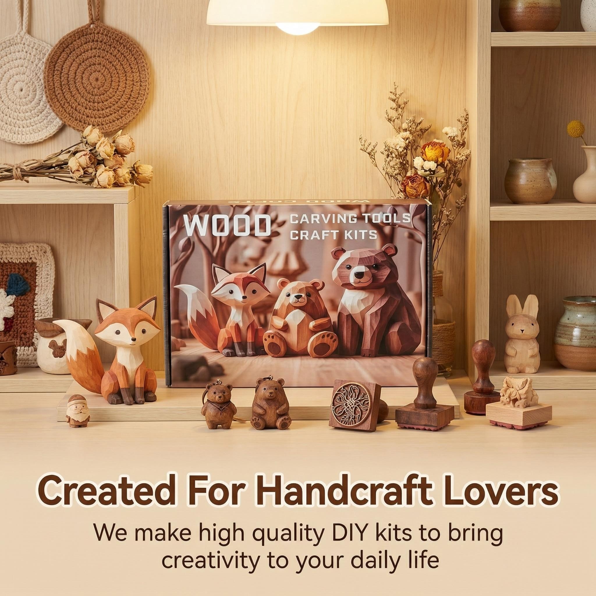 Wood Carving Kit for Beginners - All-in-One Whittling Set with Basswood Blocks, Tools & Painting Supplies for Kids & Adults