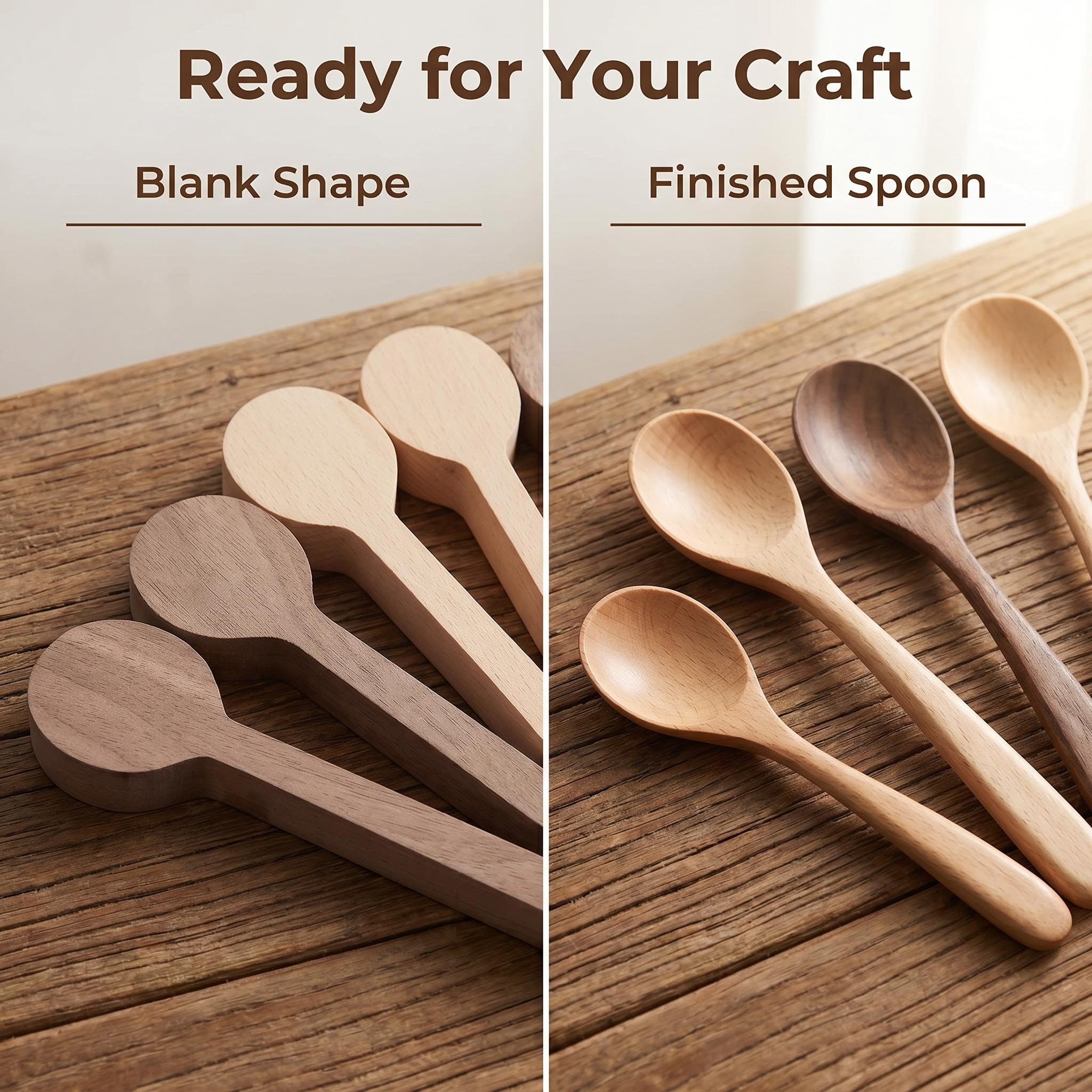 Unfinished Beech Wood Spoon Carving Blank - DIY Whittling Kit