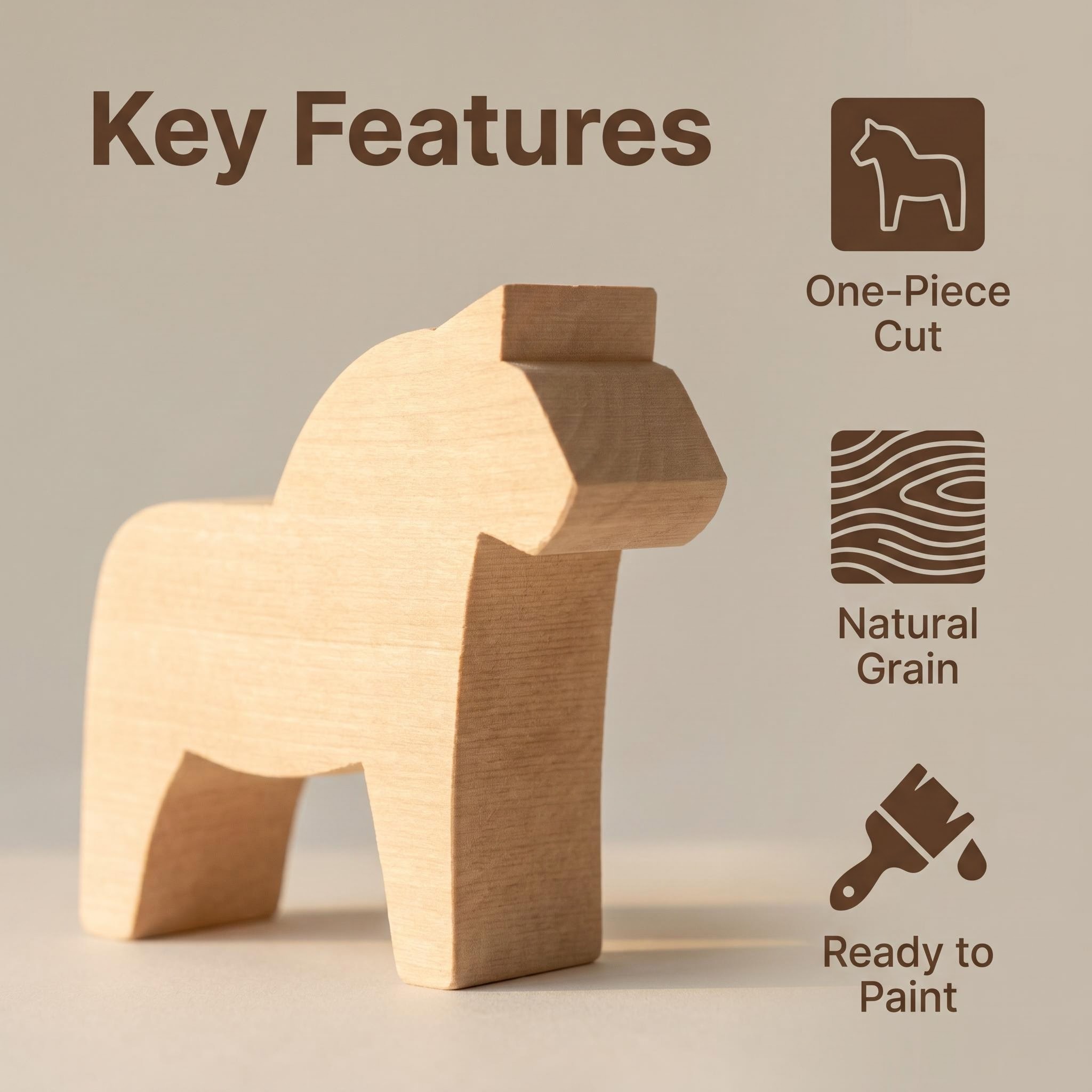 Unfinished Basswood Dala Horse Carving Blank - DIY Wood Craft Kit
