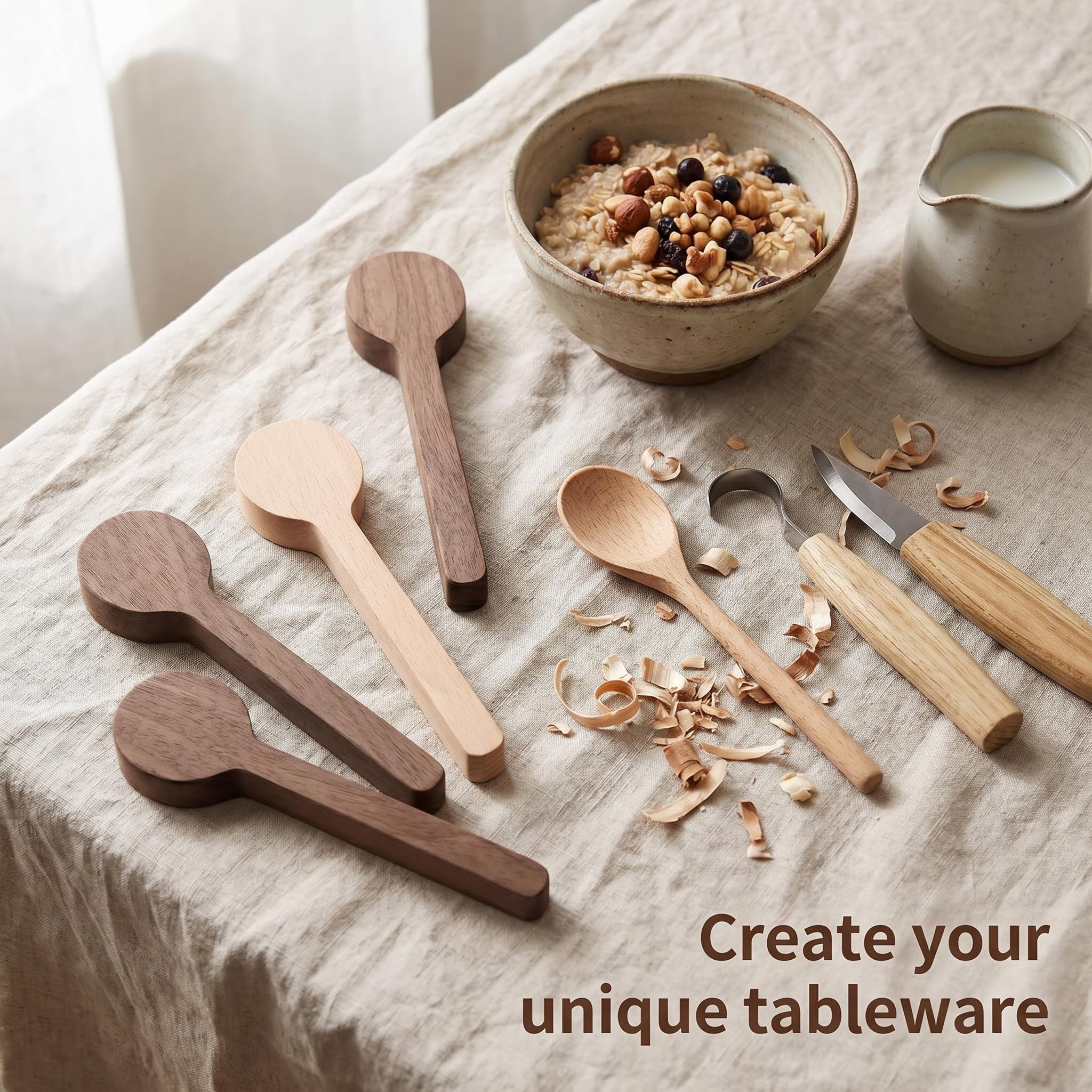 Unfinished Beech Wood Spoon Carving Blank - DIY Whittling Kit