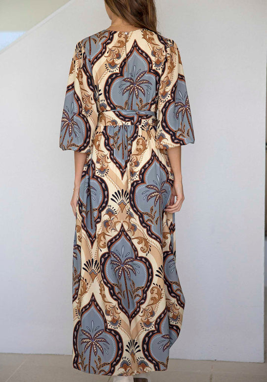Valentina Palm Sleeve Maxi Dress