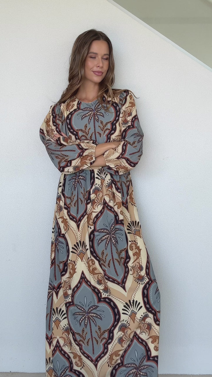 Valentina Palm Sleeve Maxi Dress
