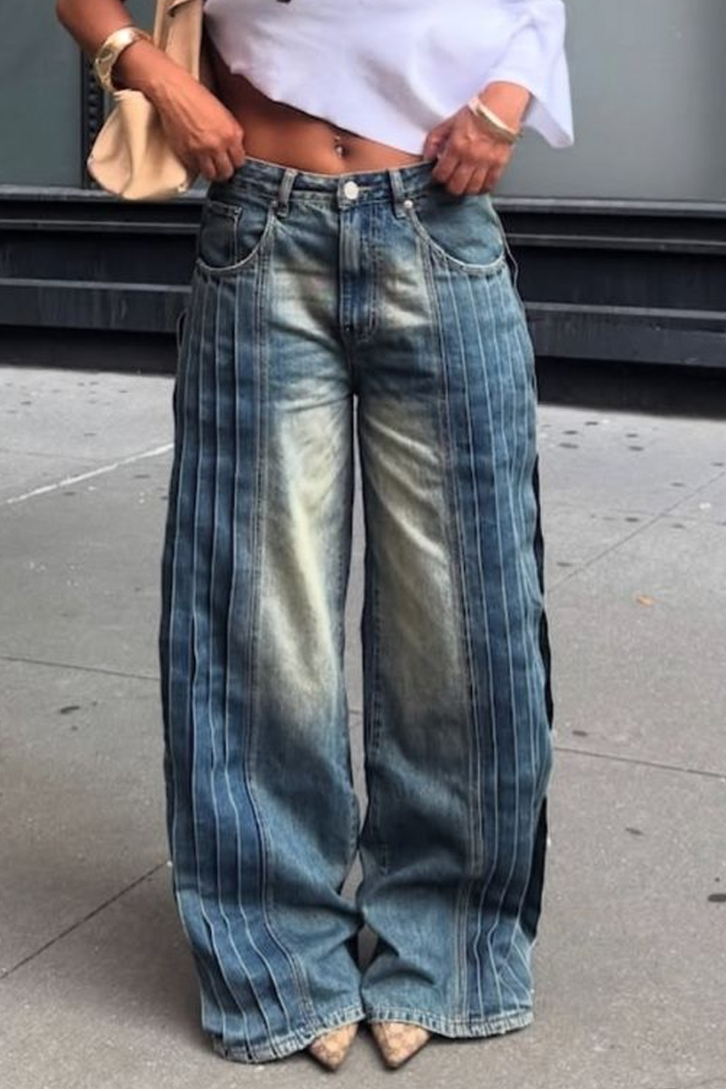 Ladies' Hot Selling Casual Spring/Summer Washed Straight Leg Jeans