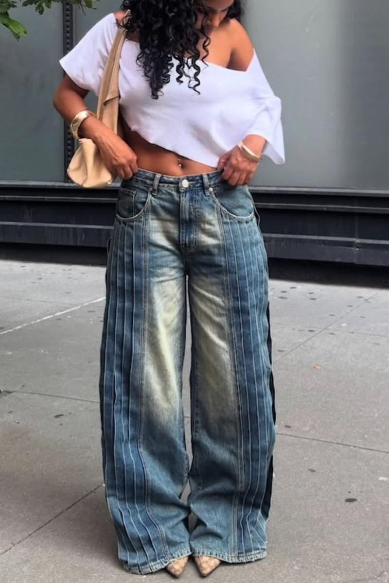Ladies' Hot Selling Casual Spring/Summer Washed Straight Leg Jeans