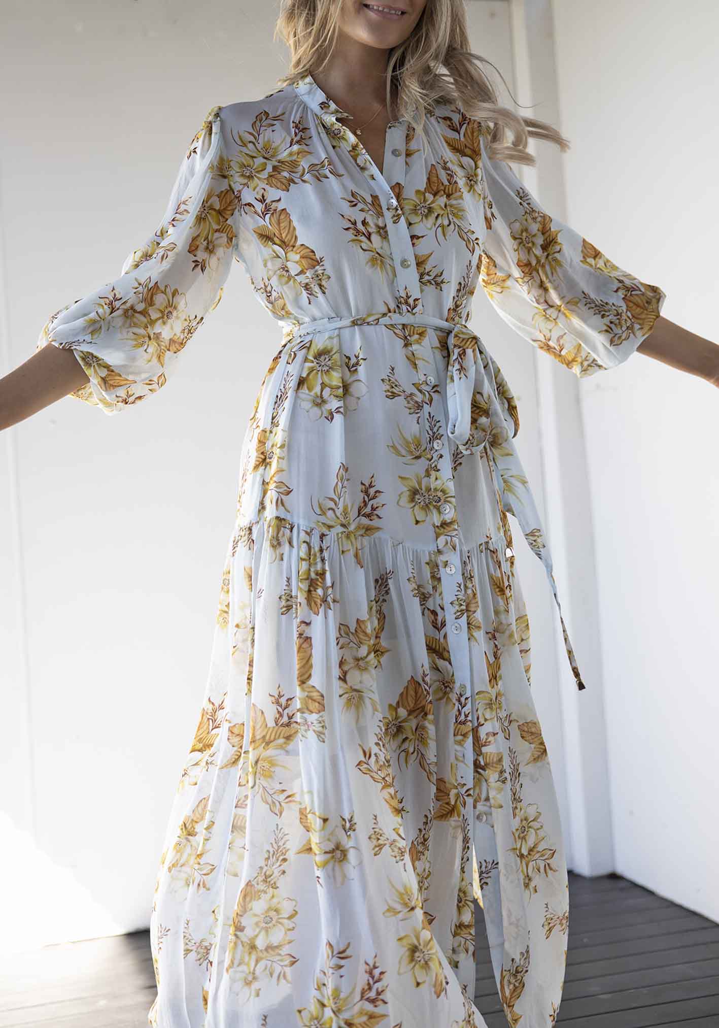 Illustration Floral Button Through Maxi Dress
