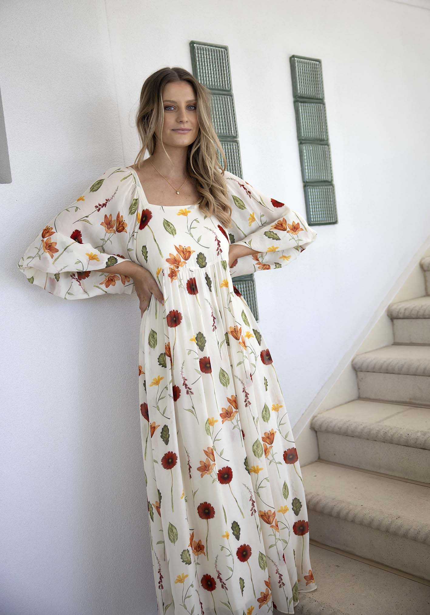 Perennial Floral Sleeve Maxi Dress