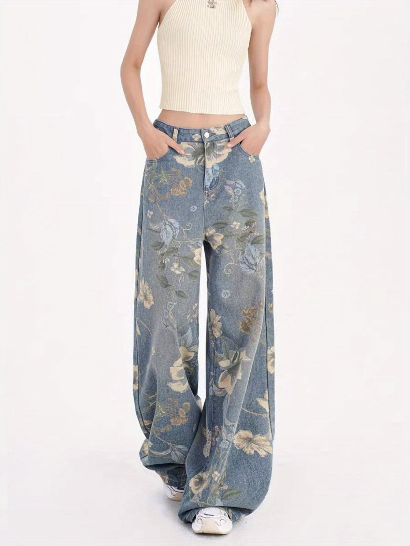 Flvsun-Denim Jeans for Women Wide Leg Jeans High Waist Baggy Jeans for Women Loose Boyfriends Jeans Denim Pants Y2K 90S