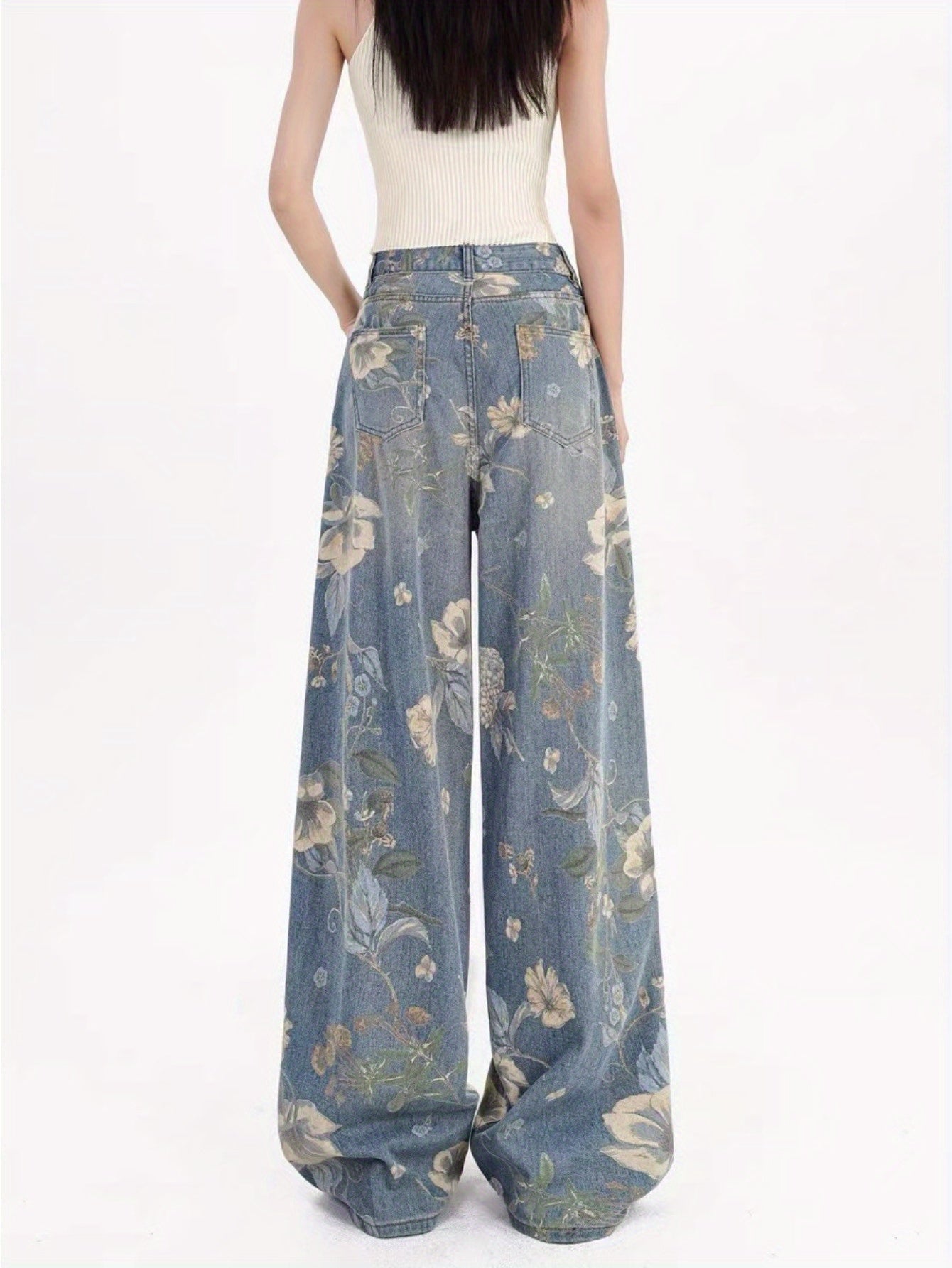 Flvsun-Denim Jeans for Women Wide Leg Jeans High Waist Baggy Jeans for Women Loose Boyfriends Jeans Denim Pants Y2K 90S