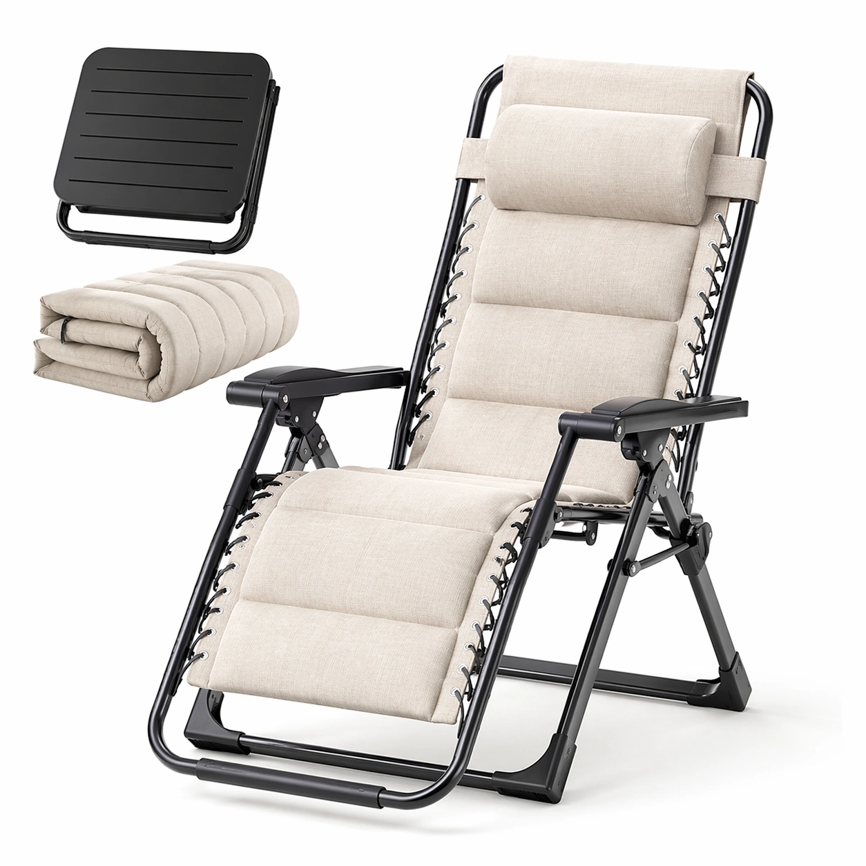 Klappbarer Liegestuhl Outdoor Beige