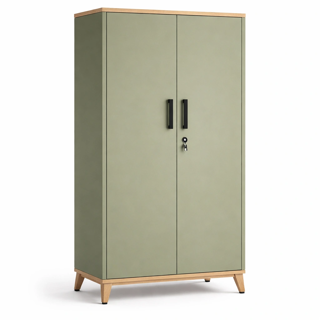 Moderner Aktenschrank mit Schliesssystem Gruen