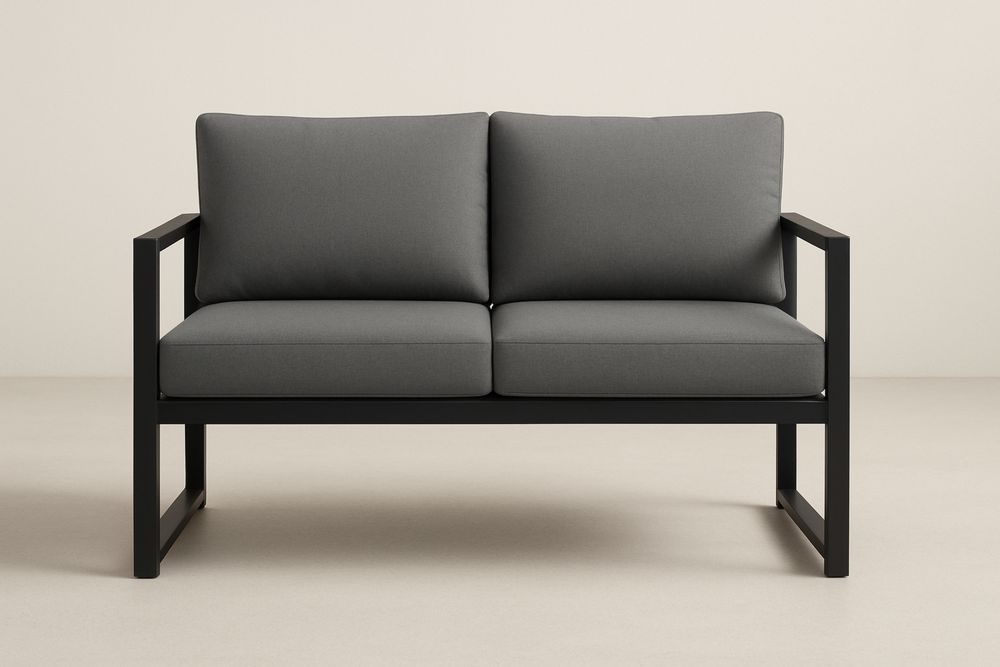 Sofá de Jardim 2 Lugares Estrutura de Alumínio e Aço com Almofadas de Poliéster Cinza