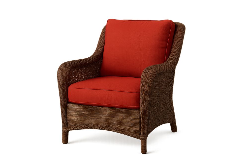 Cadeira de Vime com Almofada Vermelha