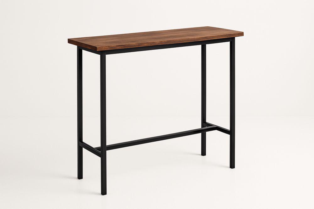 Mesa de Console em Madeira Maciça e Aço Preto 120x40x75(C×L×A) cm