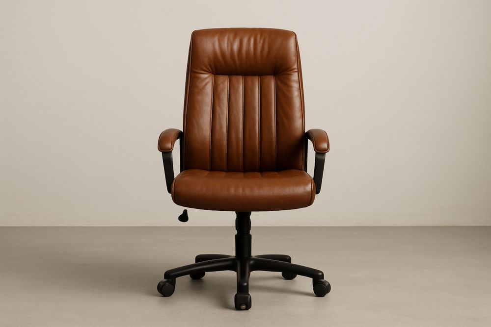 Cadeira de Escritório em Couro Sintético com Ajuste de Altura