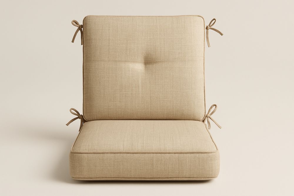 Almofada de Assento em Linho Bege com Laços