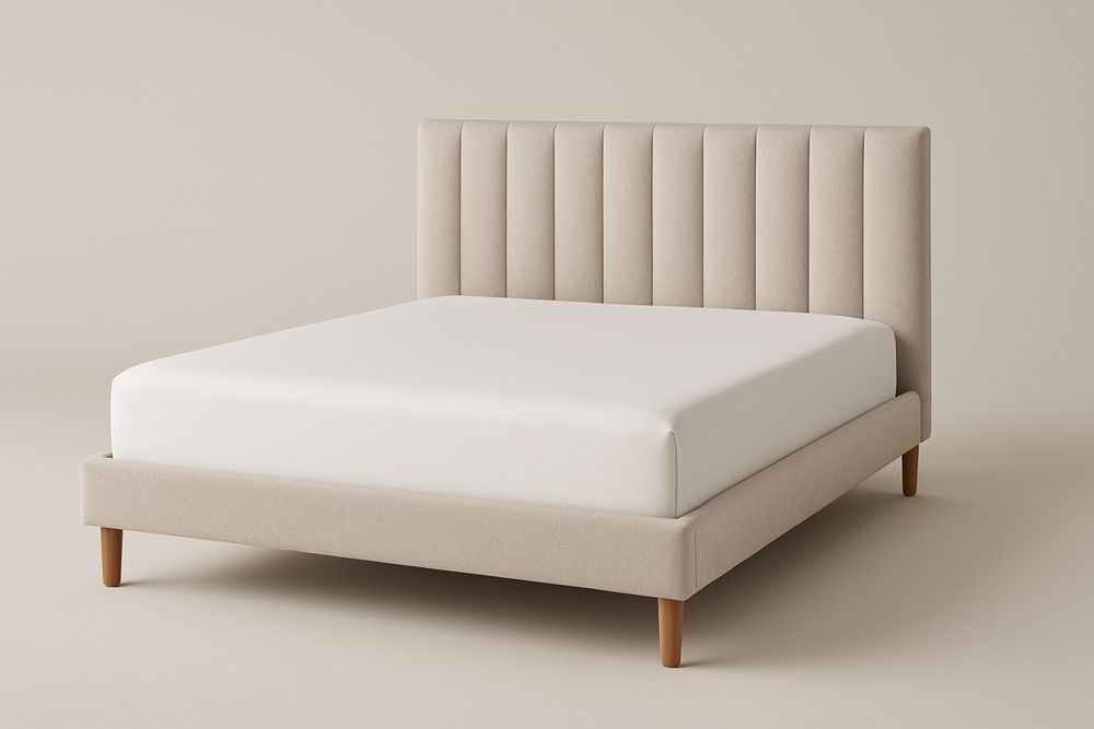 Cama estofada com cabeceira estriada em tecido de poliéster 200cm x 160cm(C×L)