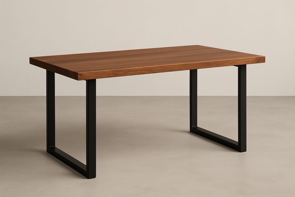 Mesa de Jantar Retangular Madeira Maciça e Aço 160x90x75(C×L×A) cm