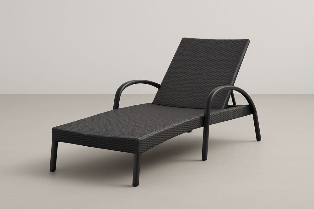 Espreguiçadeira de Jardim Preto Estrutura de Alumínio