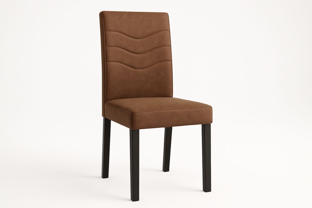 Cadeira de jantar de madeira maciça com revestimento em PU marrom, altura 95 cm