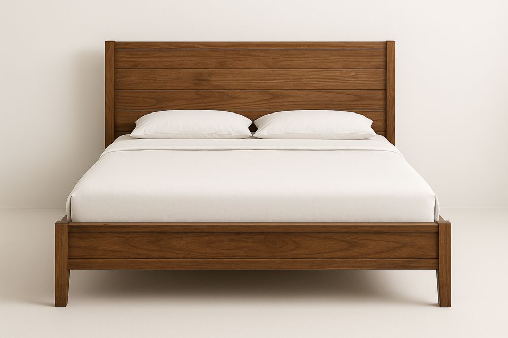 Estrutura de cama de madeira maciça Queen castanho 200(C)cm x 160(L)cm