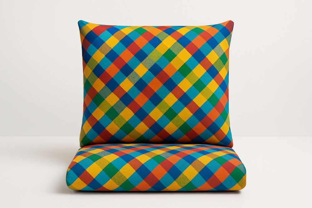 Conjunto de Almofadas Xadrez  Poliéster e Espuma de poliuretano