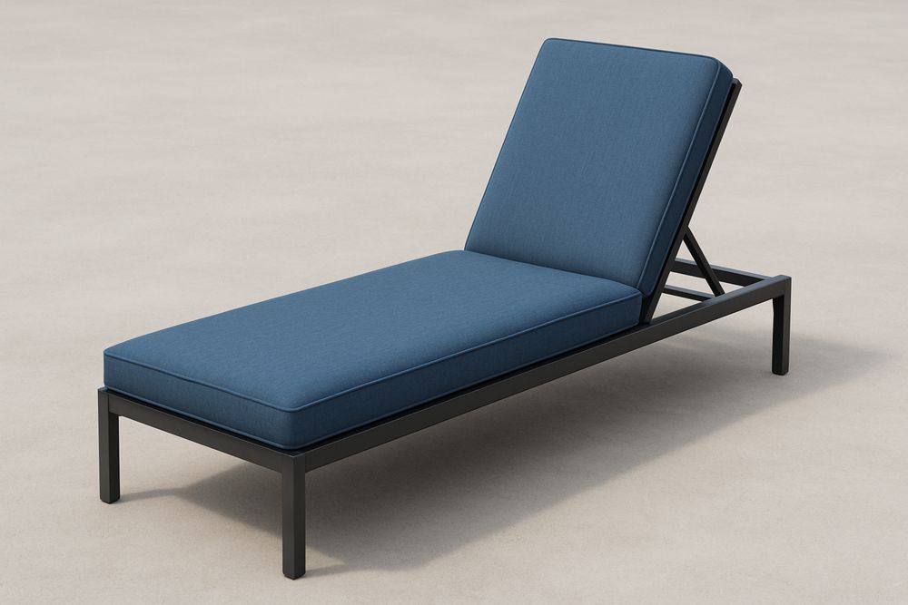 Espreguiçadeira de Alumínio com Almofada de Poliéster Azul 200x70x35(C×L×A)cm