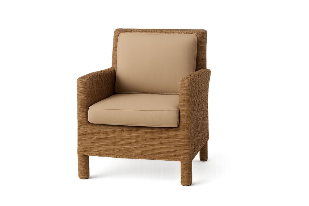 Poltrona de Vime Sintético com Almofadas Bege