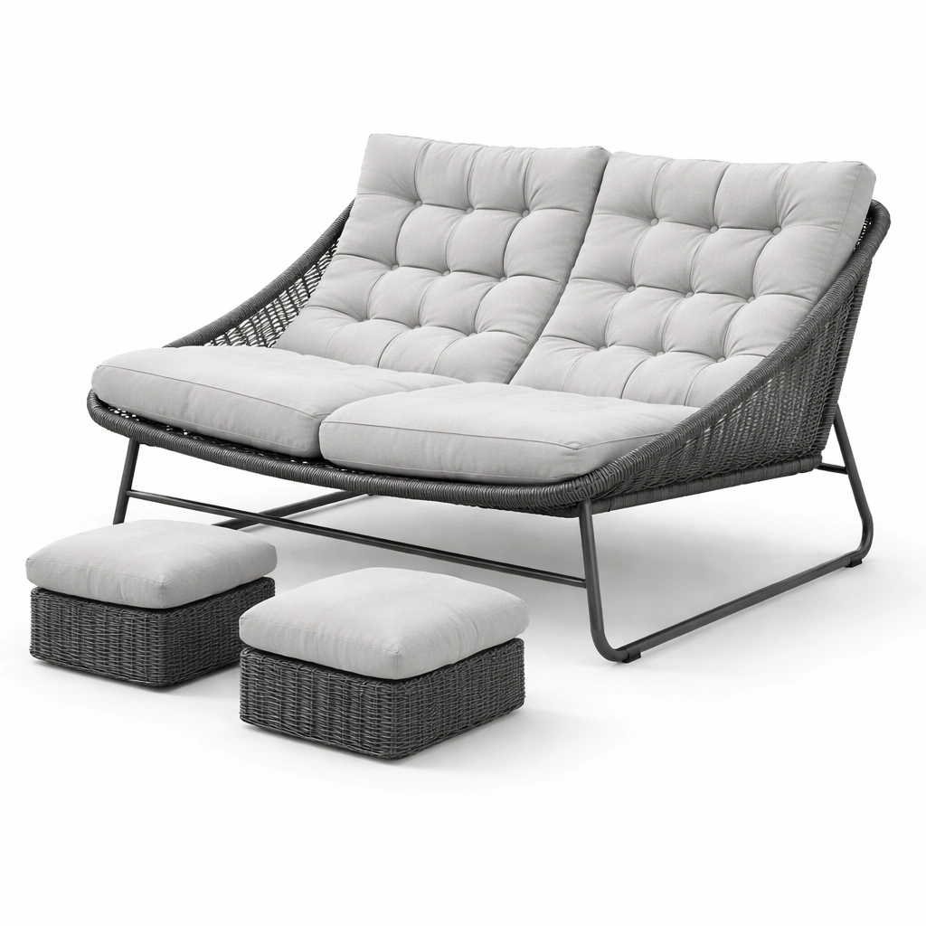 Gartensofa mit Hocker Set